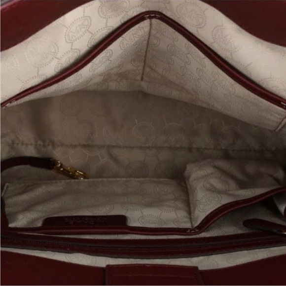 Michael Kors Burgundy Tote with Gold Accents. Like New/No Key - Picture 7 of 8
